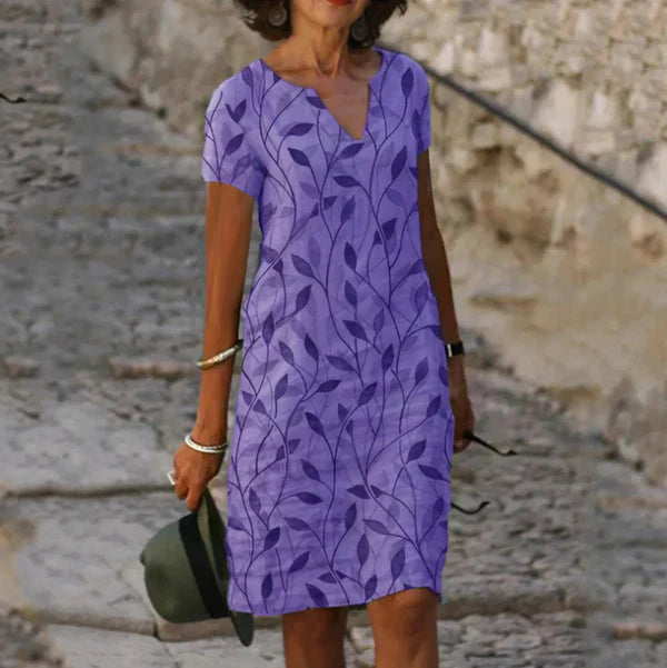 Women’s Summer Dress with Leaf Print